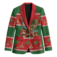 Hawaii Christmas Mele Kalikimaka Blazer Aloha Turtle Santa With Ukulele LT14 Unisex Red - Polynesian Pride
