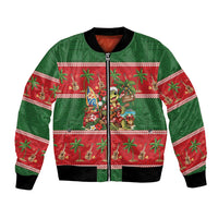 Hawaii Christmas Mele Kalikimaka Bomber Jacket Aloha Turtle Santa With Ukulele LT14 Unisex Red - Polynesian Pride