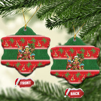 Hawaii Christmas Mele Kalikimaka Ceramic Ornament Aloha Turtle Santa With Ukulele LT14 Snow Flake Red - Polynesian Pride