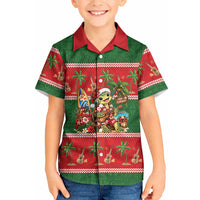 Hawaii Christmas Mele Kalikimaka Kid Hawaiian Shirt Aloha Turtle Santa With Ukulele LT14 Kid Red - Polynesian Pride