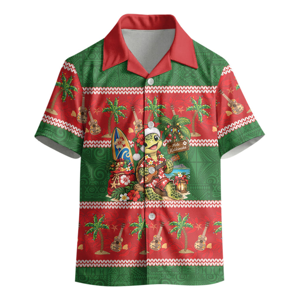 Hawaii Christmas Mele Kalikimaka Kid Hawaiian Shirt Aloha Turtle Santa With Ukulele LT14 - Polynesian Pride