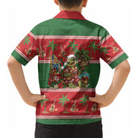Hawaii Christmas Mele Kalikimaka Kid Hawaiian Shirt Aloha Turtle Santa With Ukulele LT14 - Polynesian Pride