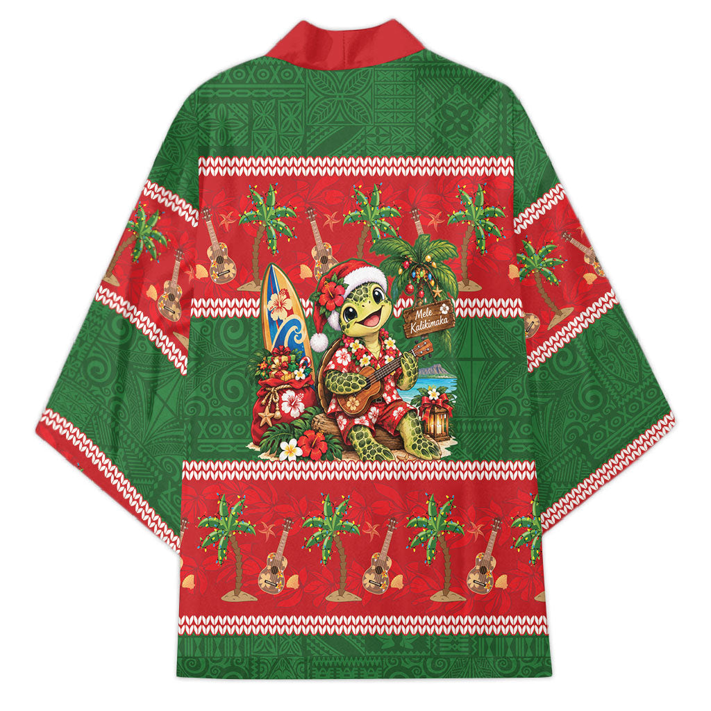 Hawaii Christmas Mele Kalikimaka Kimono Aloha Turtle Santa With Ukulele LT14 - Polynesian Pride