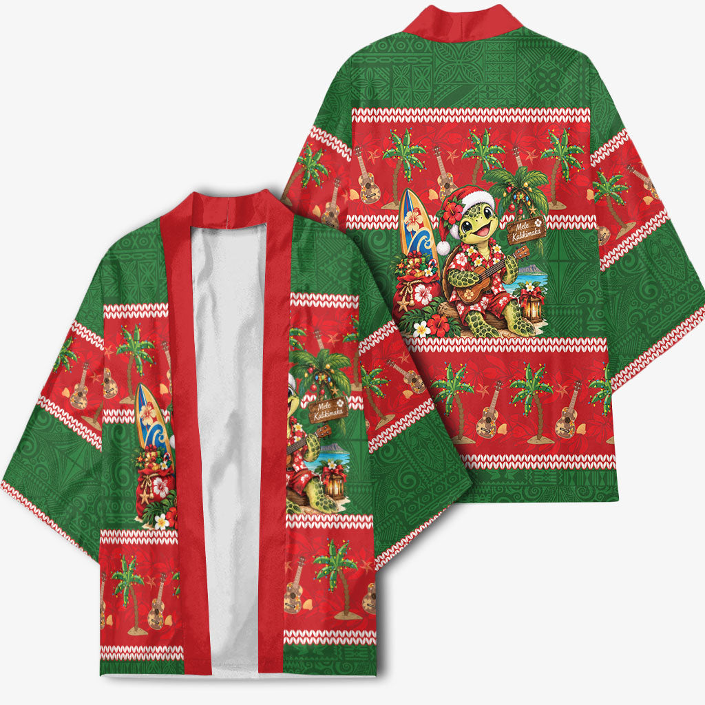 Hawaii Christmas Mele Kalikimaka Kimono Aloha Turtle Santa With Ukulele LT14 - Polynesian Pride