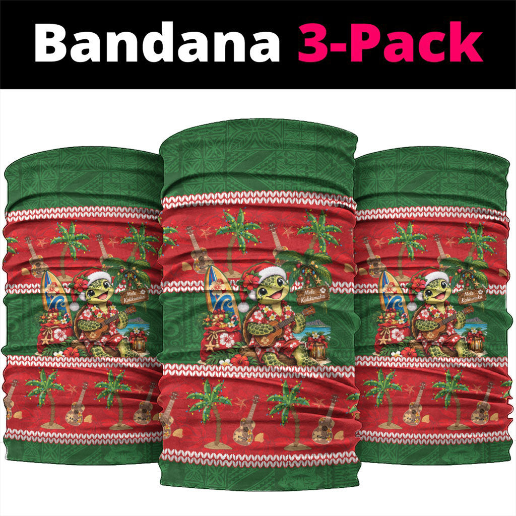Hawaii Christmas Mele Kalikimaka Neck Gaiter Aloha Turtle Santa With Ukulele LT14 package One Size: 25*50cm Red - Polynesian Pride