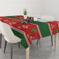 Hawaii Christmas Mele Kalikimaka Tablecloth Aloha Turtle Santa With Ukulele LT14 - Polynesian Pride
