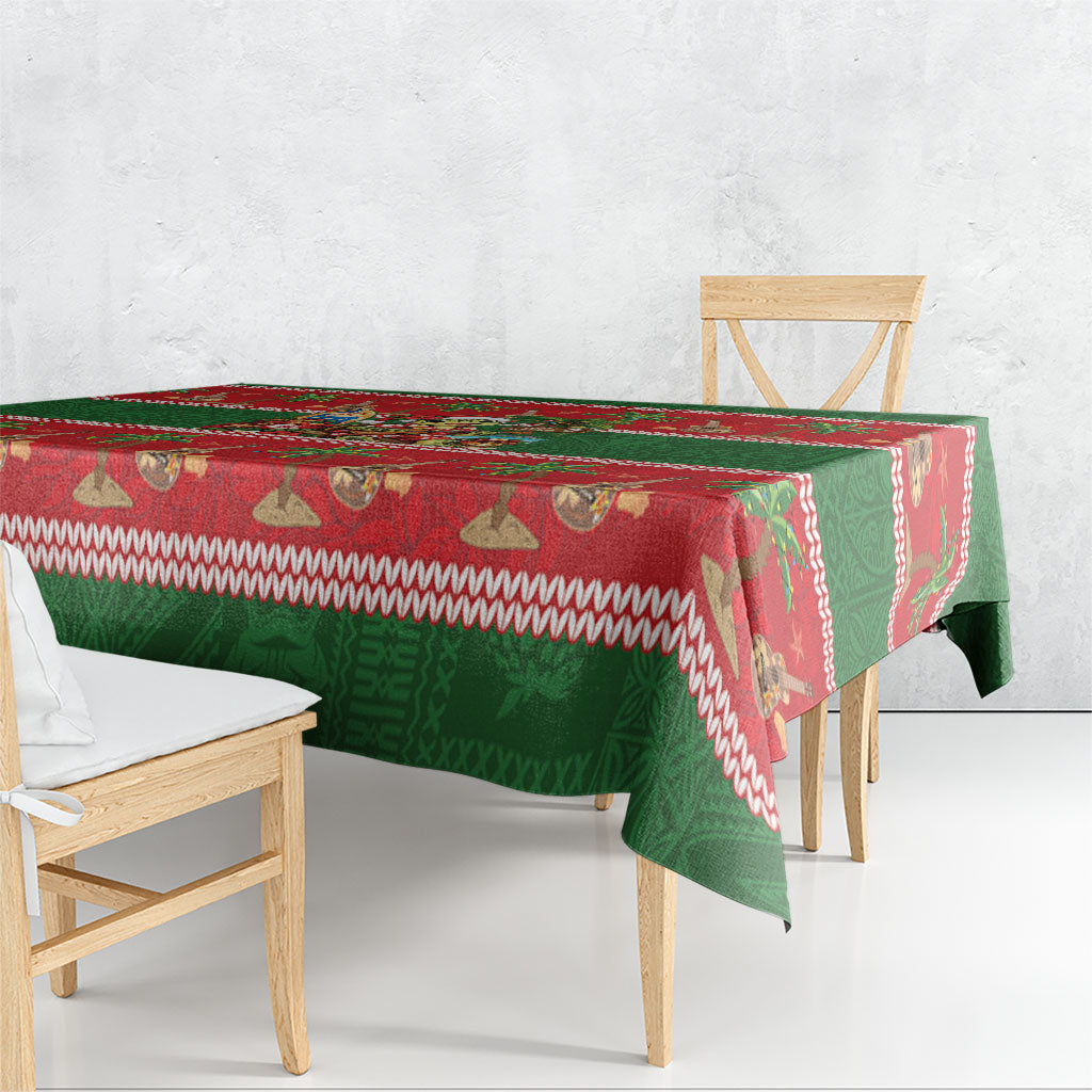 Hawaii Christmas Mele Kalikimaka Tablecloth Aloha Turtle Santa With Ukulele LT14 - Polynesian Pride