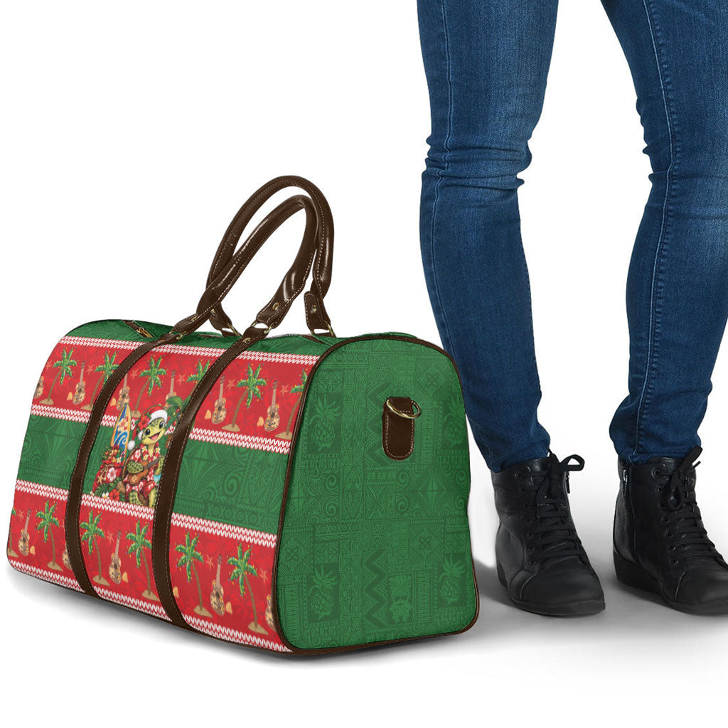 Hawaii Christmas Mele Kalikimaka Travel Bag Aloha Turtle Santa With Ukulele LT14 - Polynesian Pride