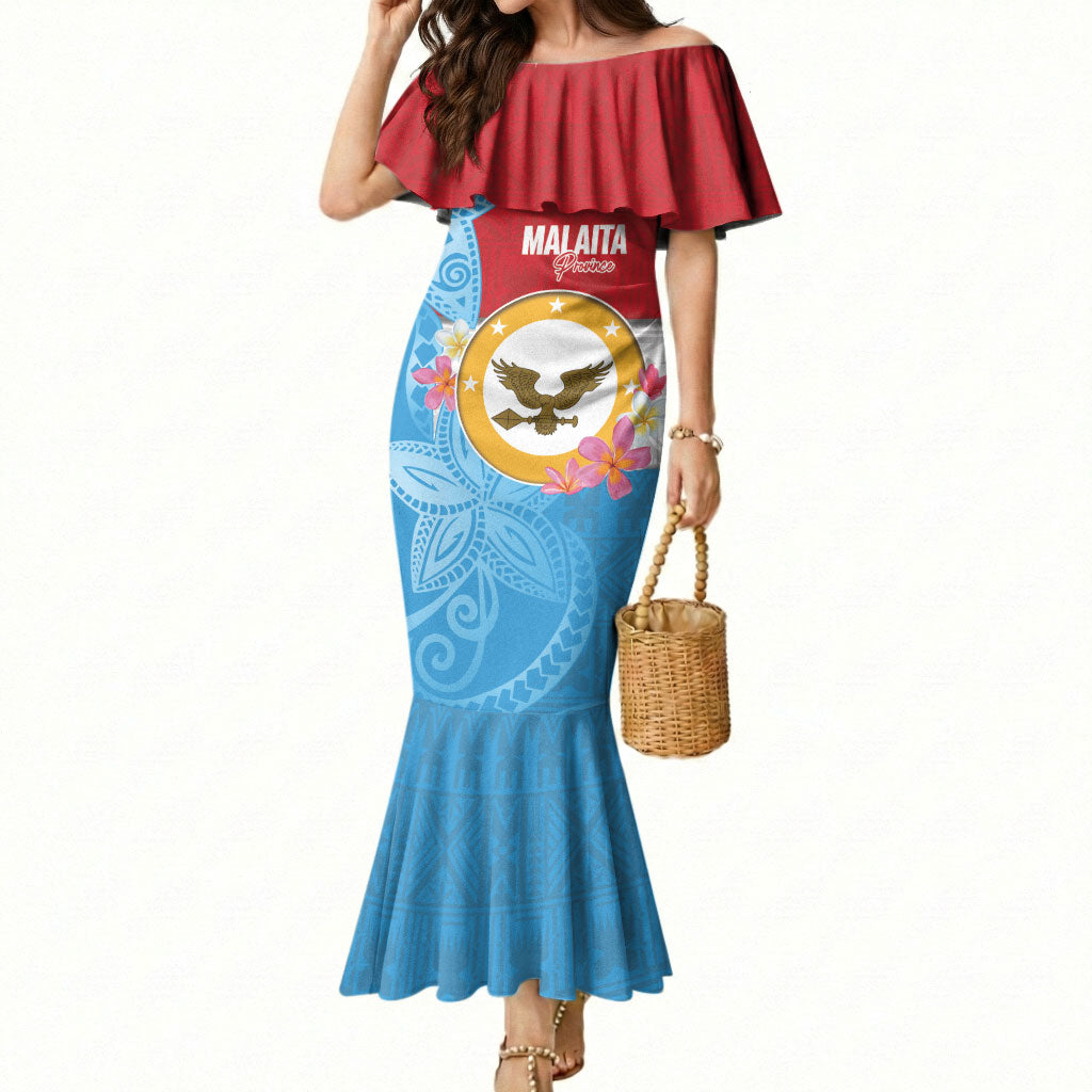 Personalised Malaita Province Day Mermaid Dress Solomon Islands Maramapaina Flag Color LT14 Women Blue - Polynesian Pride