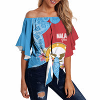Personalised Malaita Province Day Off Shoulder Wrap Waist Top Solomon Islands Maramapaina Flag Color LT14 Blue - Polynesian Pride