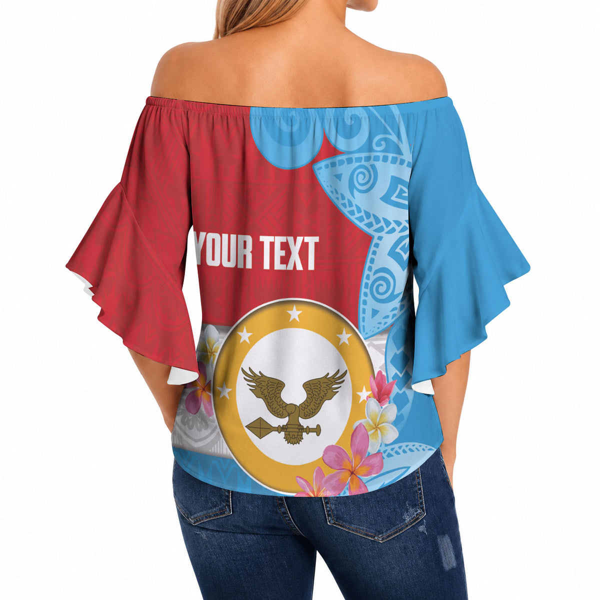 Personalised Malaita Province Day Off Shoulder Wrap Waist Top Solomon Islands Maramapaina Flag Color LT14 - Polynesian Pride