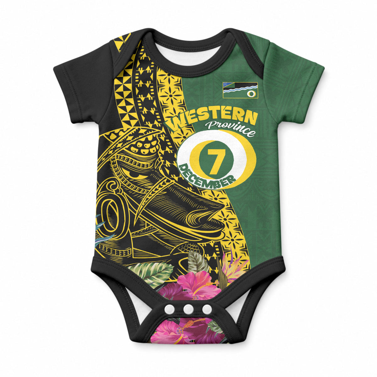 Personalised Western Province Day Baby Onesie Wes Provins Nguzunguzu Symbol LT14 Green - Polynesian Pride