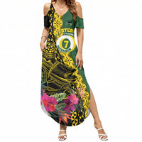 Personalised Western Province Day Summer Maxi Dress Wes Provins Nguzunguzu Symbol LT14 Women Green - Polynesian Pride