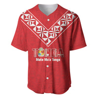 Mate Maa Tonga Rugby Custom Baseball Jersey 2026 Tongan Ngatu Pattern Red LT14 Red - Polynesian Pride