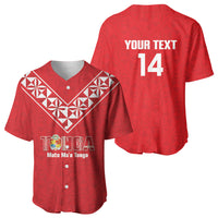Mate Maa Tonga Rugby Custom Baseball Jersey 2026 Tongan Ngatu Pattern Red LT14 - Polynesian Pride