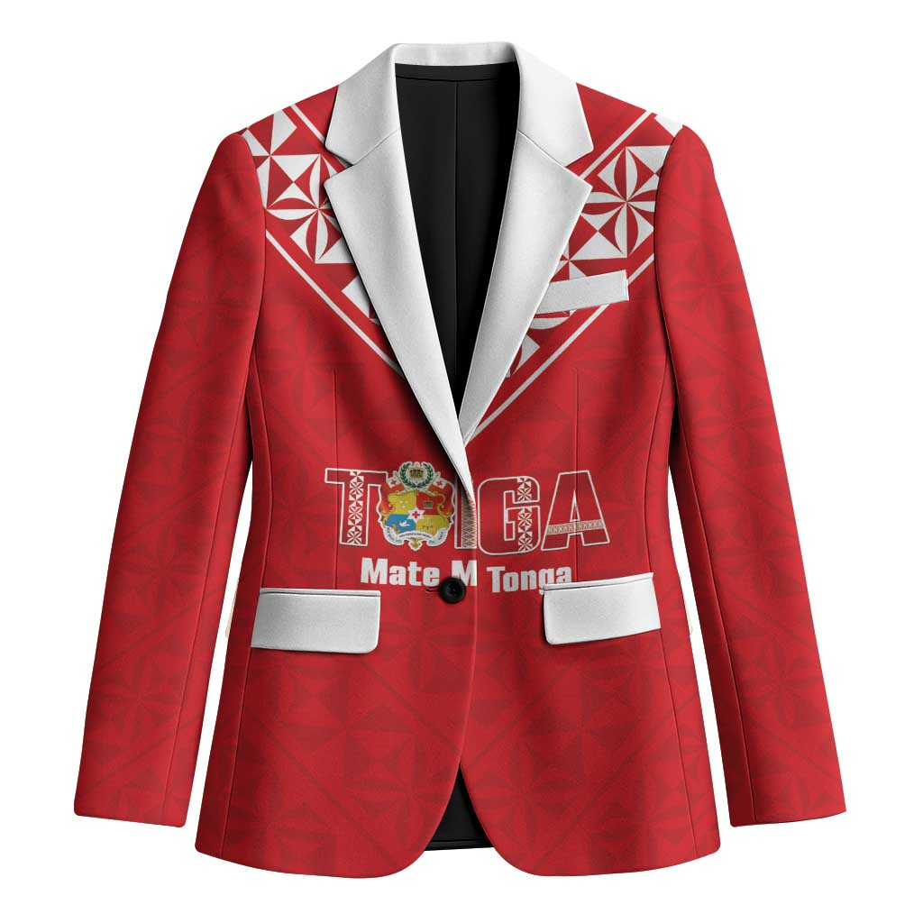 Mate Maa Tonga Rugby Custom Blazer 2026 Tongan Ngatu Pattern Red LT14 Unisex Red - Polynesian Pride