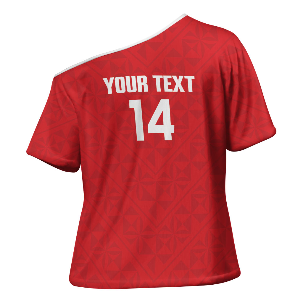 Mate Maa Tonga Rugby Custom Cross Shoulder Shirt 2026 Tongan Ngatu Pattern Red LT14 - Polynesian Pride