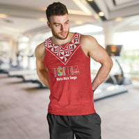 Mate Maa Tonga Rugby Custom Men Tank Top 2026 Tongan Ngatu Pattern Red LT14 Red - Polynesian Pride