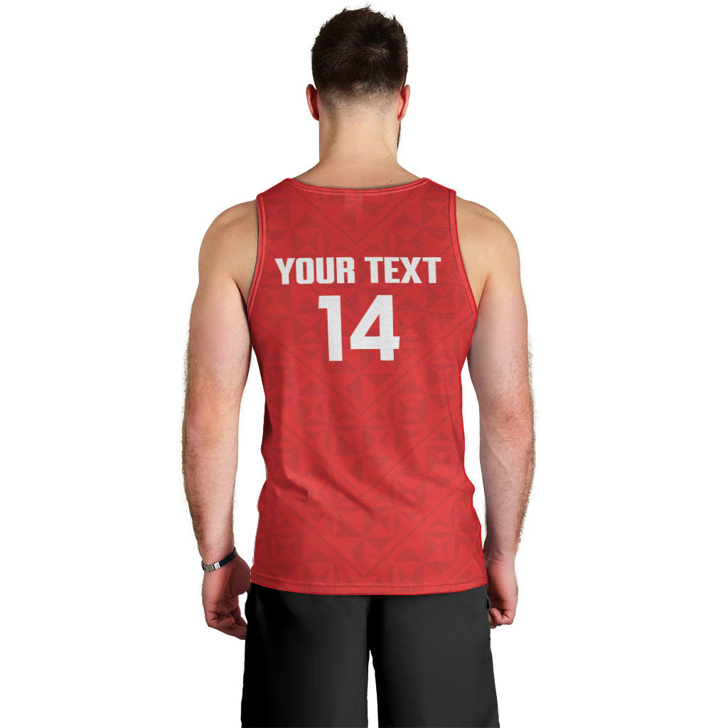 Mate Maa Tonga Rugby Custom Men Tank Top 2026 Tongan Ngatu Pattern Red LT14 - Polynesian Pride
