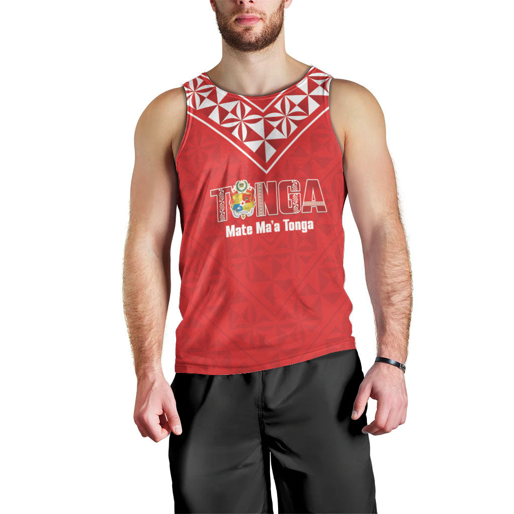 Mate Maa Tonga Rugby Custom Men Tank Top 2026 Tongan Ngatu Pattern Red LT14 - Polynesian Pride