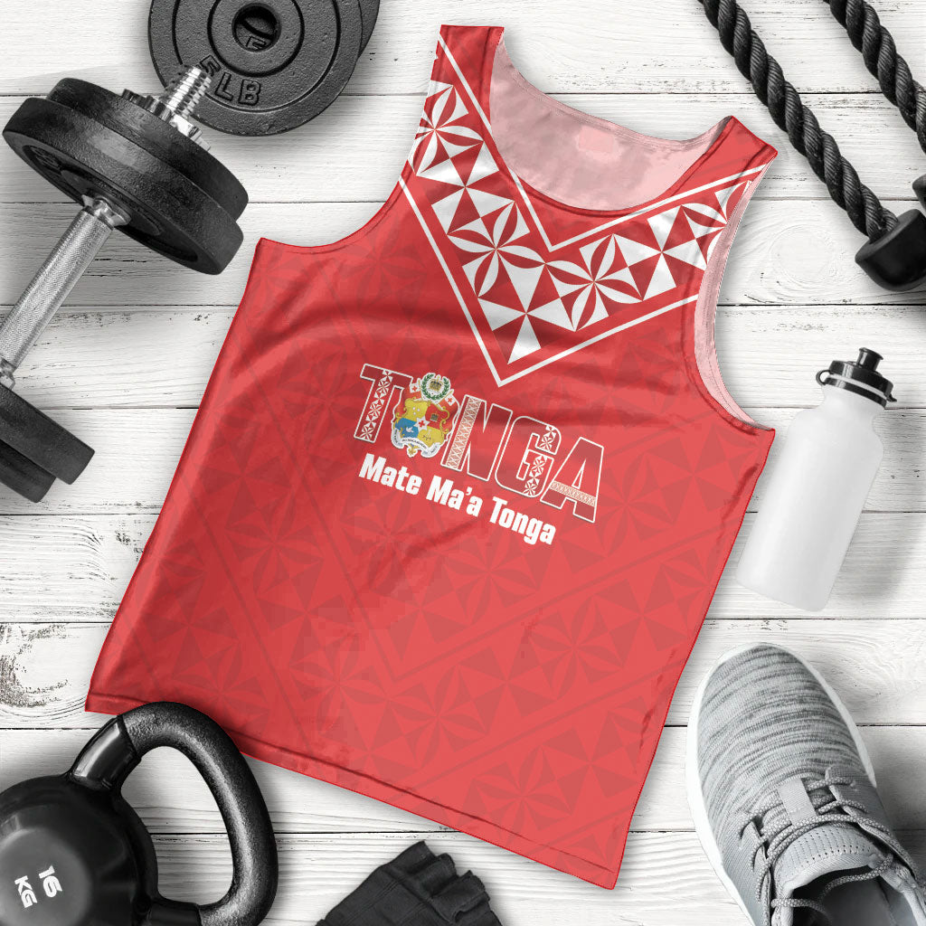Mate Maa Tonga Rugby Custom Men Tank Top 2026 Tongan Ngatu Pattern Red LT14 - Polynesian Pride