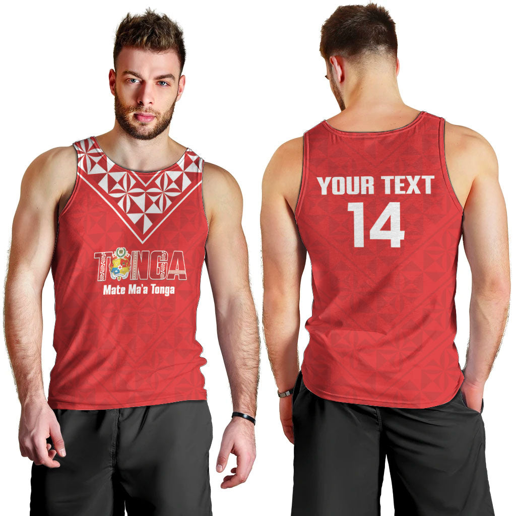 Mate Maa Tonga Rugby Custom Men Tank Top 2026 Tongan Ngatu Pattern Red LT14 - Polynesian Pride