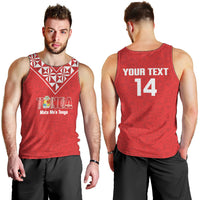 Mate Maa Tonga Rugby Custom Men Tank Top 2026 Tongan Ngatu Pattern Red LT14 - Polynesian Pride