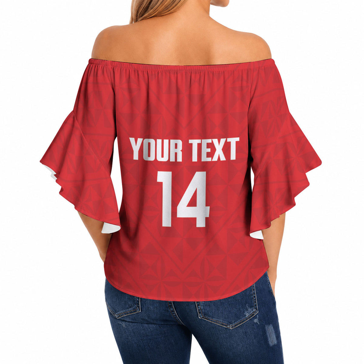 Mate Maa Tonga Rugby Custom Off Shoulder Wrap Waist Top 2026 Tongan Ngatu Pattern Red LT14 - Polynesian Pride