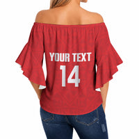 Mate Maa Tonga Rugby Custom Off Shoulder Wrap Waist Top 2026 Tongan Ngatu Pattern Red LT14 - Polynesian Pride