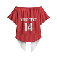 Mate Maa Tonga Rugby Custom Off Shoulder Wrap Waist Top 2026 Tongan Ngatu Pattern Red LT14 - Polynesian Pride