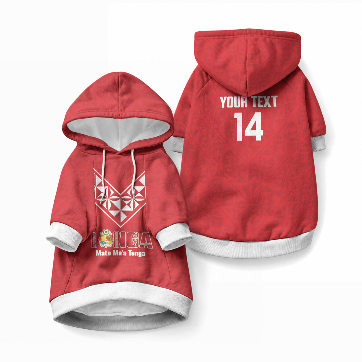 Mate Maa Tonga Rugby Custom Pet Hoodie 2026 Tongan Ngatu Pattern Red LT14 Pullover Red - Polynesian Pride