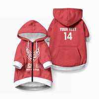 Mate Maa Tonga Rugby Custom Pet Hoodie 2026 Tongan Ngatu Pattern Red LT14 Zip-up Red - Polynesian Pride