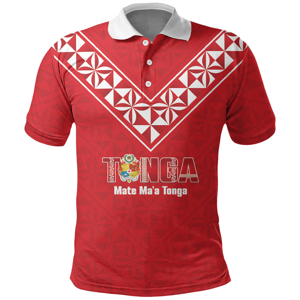 Mate Maa Tonga Rugby Custom Polo Shirt 2026 Tongan Ngatu Pattern Red