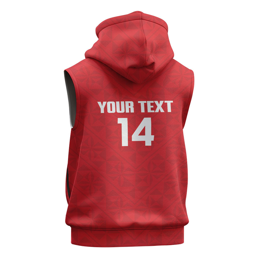 Mate Maa Tonga Rugby Custom Sleeveless Zip Hoodie 2026 Tongan Ngatu Pattern Red LT14 - Polynesian Pride