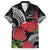 Personalized Mele Kalikimaka Hawaii Family Matching Off The Shoulder Long Sleeve Dress and Hawaiian Shirt I'iwi Bird With Ohia Lehua - Black Color