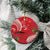 Personalized Mele Kalikimaka Hawaii Ceramic Ornament I'iwi Bird With Ohia Lehua - Red Color