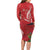 Personalized Mele Kalikimaka Hawaii Family Matching Long Sleeve Bodycon Dress and Hawaiian Shirt I'iwi Bird With Ohia Lehua - Red Color