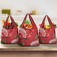 Personalized Mele Kalikimaka Hawaii Grocery Bag I'iwi Bird With Ohia Lehua - Red Color LT14 3-pack One Size Red - Polynesian Pride