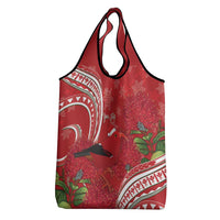 Personalized Mele Kalikimaka Hawaii Grocery Bag I'iwi Bird With Ohia Lehua - Red Color LT14 - Polynesian Pride
