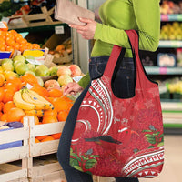 Personalized Mele Kalikimaka Hawaii Grocery Bag I'iwi Bird With Ohia Lehua - Red Color LT14 - Polynesian Pride