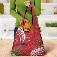 Personalized Mele Kalikimaka Hawaii Grocery Bag I'iwi Bird With Ohia Lehua - Red Color LT14 - Polynesian Pride