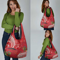 Personalized Mele Kalikimaka Hawaii Grocery Bag I'iwi Bird With Ohia Lehua - Red Color LT14 - Polynesian Pride