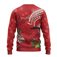 Personalized Mele Kalikimaka Hawaii Ugly Christmas Sweater I'iwi Bird With Ohia Lehua - Red Color LT14 - Polynesian Pride