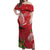 Personalized Mele Kalikimaka Hawaii Off Shoulder Maxi Dress I'iwi Bird With Ohia Lehua - Red Color