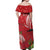 Personalized Mele Kalikimaka Hawaii Off Shoulder Maxi Dress I'iwi Bird With Ohia Lehua - Red Color