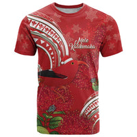 Personalized Mele Kalikimaka Hawaii T Shirt I'iwi Bird With Ohia Lehua - Red Color LT14 Red - Polynesian Pride