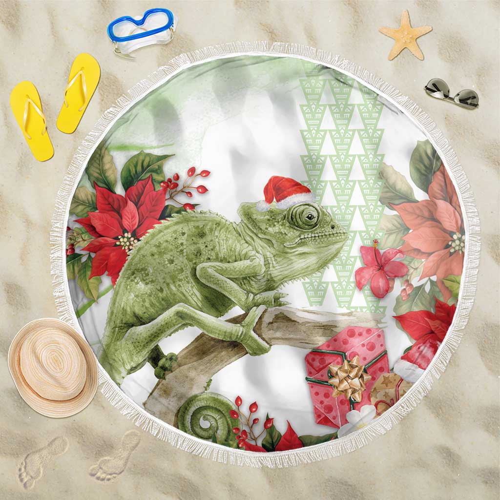 Pastel Green Hawaii Chameleon Christmas Beach Blanket Mele Kalikimaka Kakau - Watercolor LT14 One Size 150cm Green - Polynesian Pride