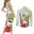 Pastel Green Hawaii Chameleon Christmas Couples Matching Short Sleeve Bodycon Dress and Long Sleeve Button Shirt Mele Kalikimaka Kakau - Watercolor