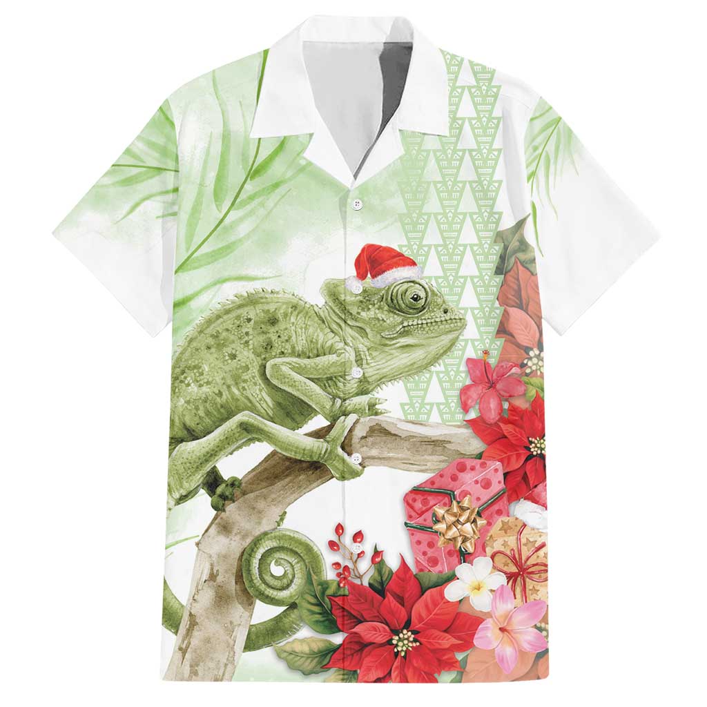 Pastel Green Hawaii Chameleon Christmas Hawaiian Shirt Mele Kalikimaka Kakau - Watercolor LT14 Green - Polynesian Pride