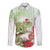 Pastel Green Hawaii Chameleon Christmas Long Sleeve Button Shirt Mele Kalikimaka Kakau - Watercolor